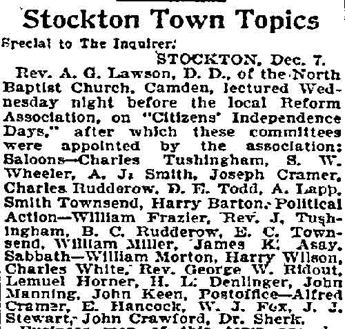 Stockton Town Topics. Philadelphia Inquirer — December 8, 1895