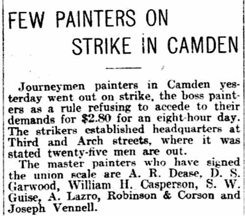Few Painters on Strike in Camden - Philadelphia Inquirer, April 2, 1903