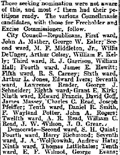 Camden Candidates Ready for Primaries - Philadelphia Inquirer, September 7, 1911