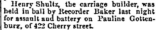 Philadelphia Inquirer, August 7, 1890 — Henry Schultz, Pauline Gottenburg, Benjamin Braker, Cherry Street