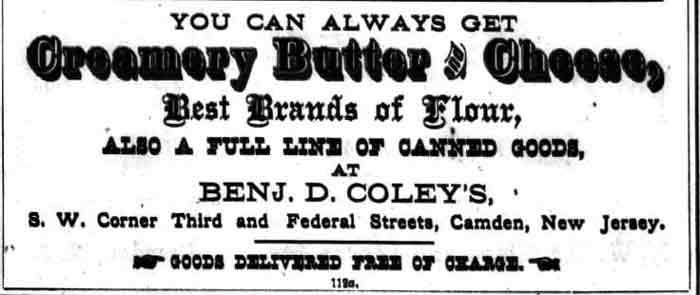 Benjamin D. Coley grocery business advertisement