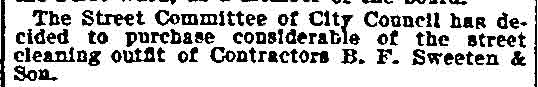 B.F. Sweeten & Son — Philadelphia Inquirer, July 12, 1899