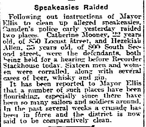 Philadelphia Inquirer, March 11, 1918 — Speakeasies Raided