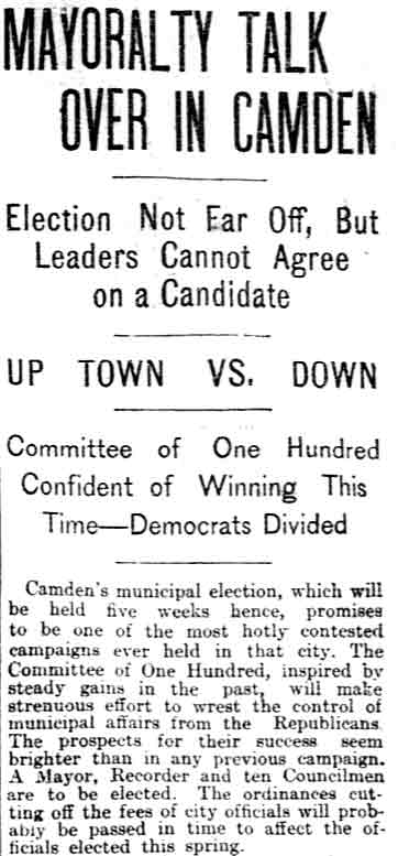 Philadelphia Inquirer, February 2, 1898 — Mayoralty Talk Over In Camden