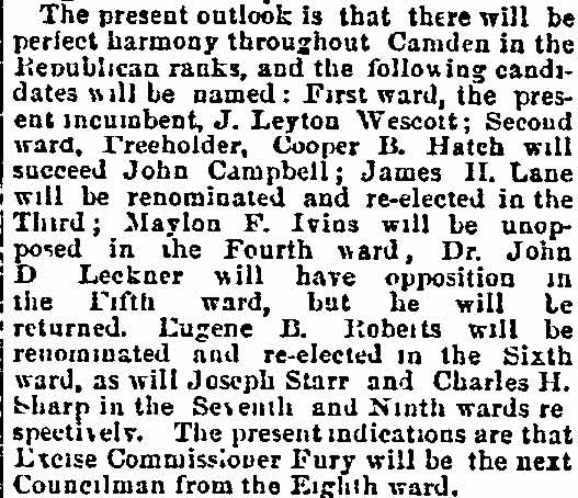Philadelphia Inquirer, December 28, 1890 — Camden Republican Outlook
