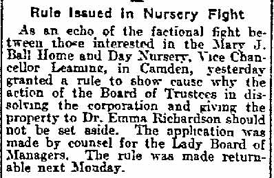 Philadelphia Inquirer, March 19, 1915 — Rule Issued in Nursery Fight