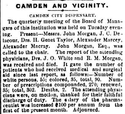 Philadelphia Inquirer April 20, 1871 — Camden City Dispensary