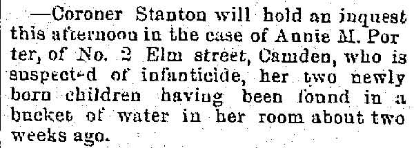 Trenton Evening Times, December 29, 1887 — Coroner Stanton inquest items, page 1