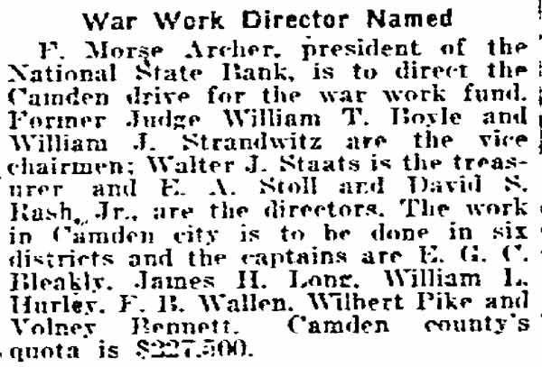 Philadelphia Inquirer, October 27, 1918 — War Work Director Named