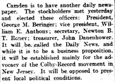 Philadelphia Inquirer, May 16, 1906 — George M. Beringer