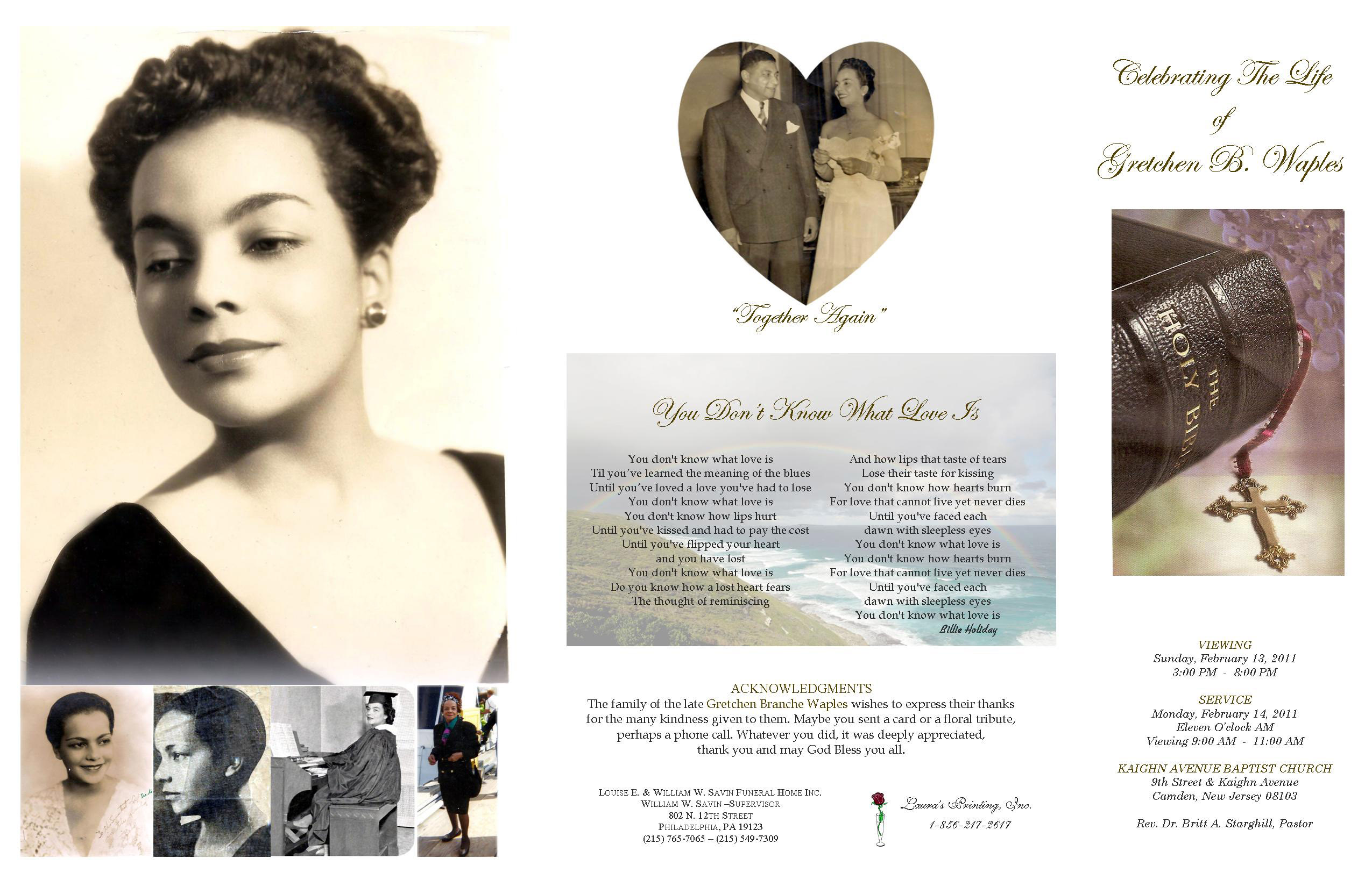 Funeral Program — Front Page