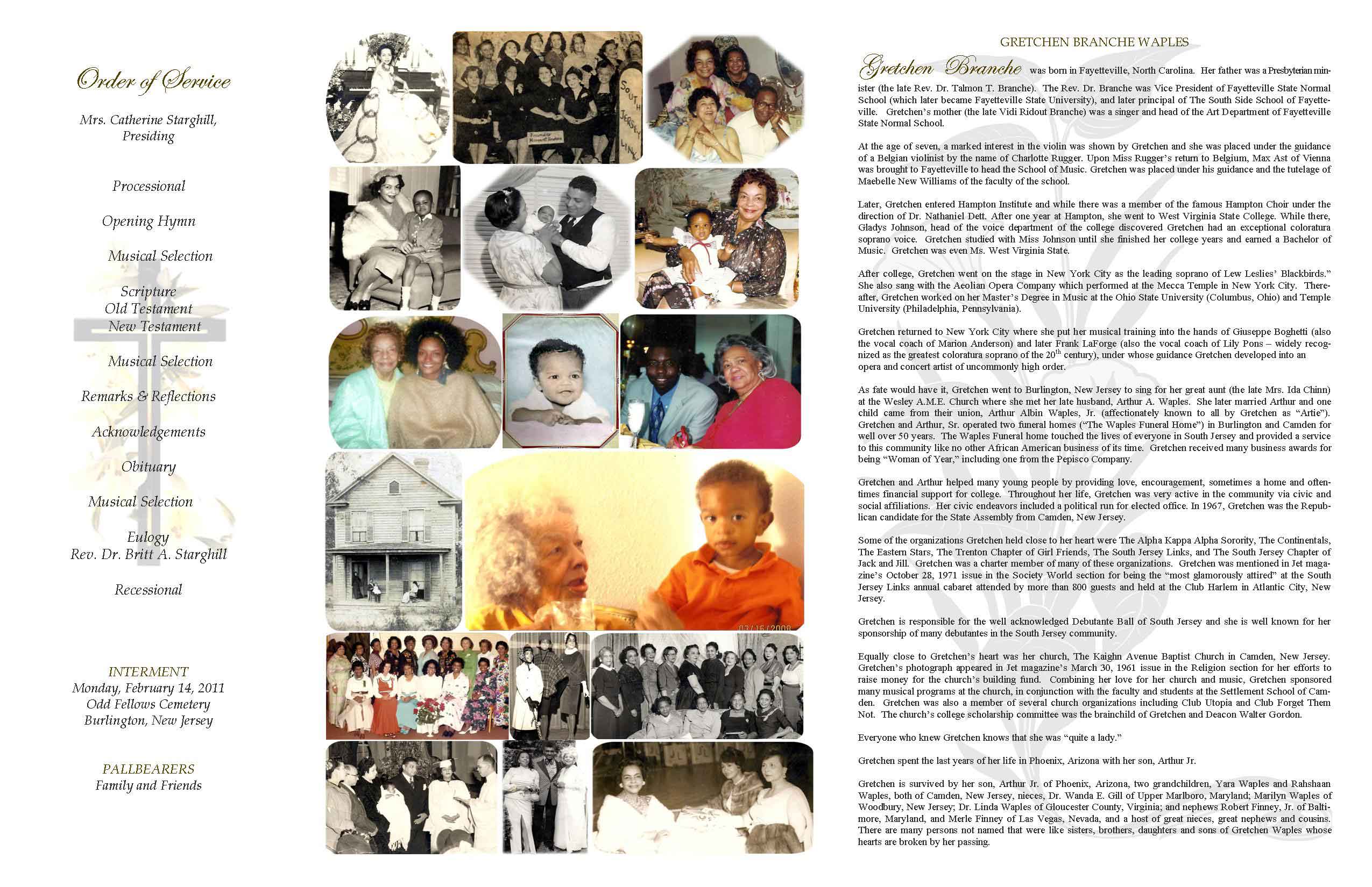 Funeral Program — Rear Page