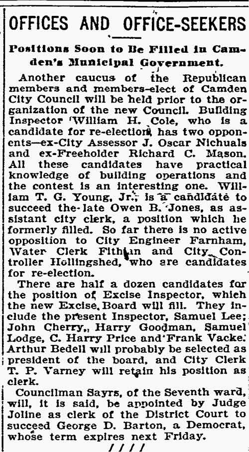 Philadelphia Inquirer, April 26, 1896 — Offices and Office-Seekers