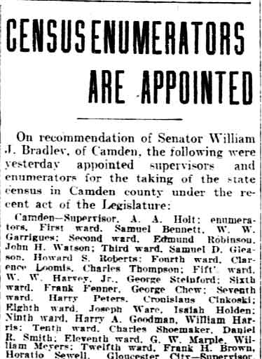 Philadelphia Inquirer, May 3, 1905 — Census Enumerators Are Appointed (part 1)