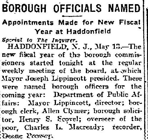 Philadelphia Inquirer, May 14, 1918