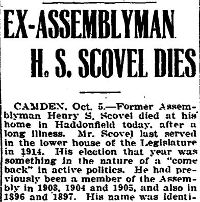 Trenton Times, October 6, 1918 — death notice