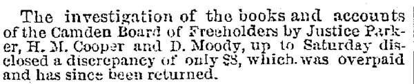 Philadelphia Inquirer, January 17, 1884 — Camden Board of Freeholders investigation