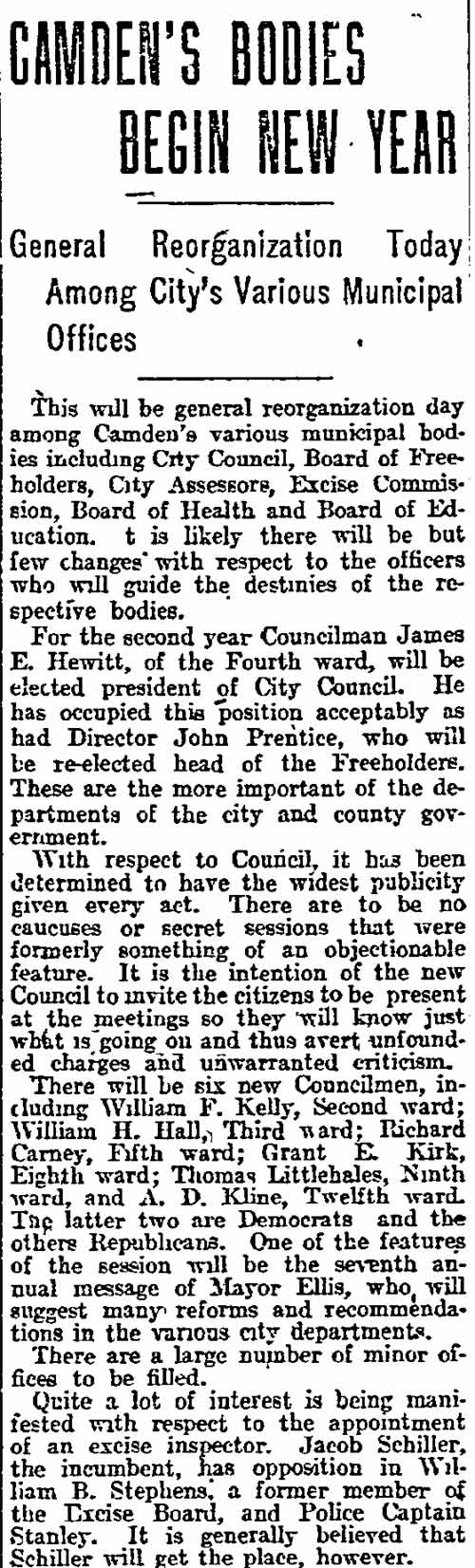 Philadelphia Inquirer, January 1, 1912