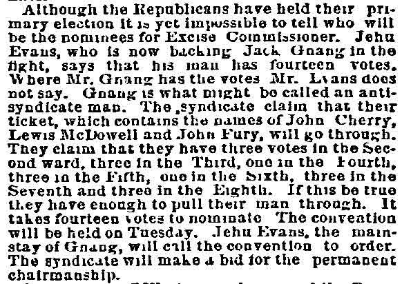 Philadelphia Inquirer February 16, 1890 — John Furey