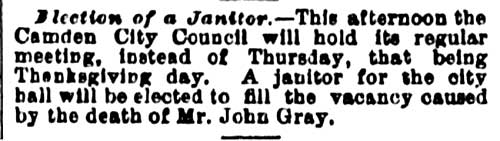 Philadelphia Inquirer, November 24, 1880 — Election of a Janitor