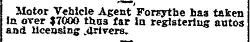 Motor Vehicle Agent Forsythe, Philadelphia Inquirer, July 27, 1906