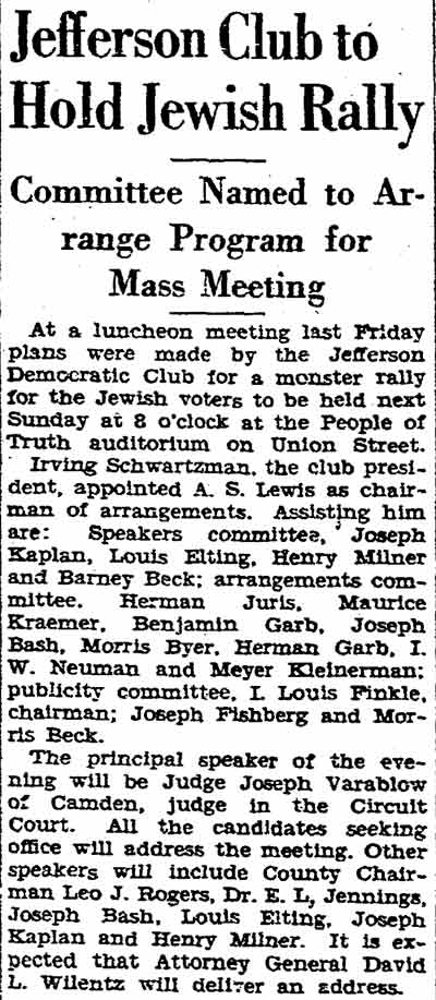 Trenton Times, October 28, 1934 — Joseph Varbalow