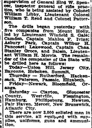 Philadelphia Inquirer, September 11, 1917 — Mercer's Militia Shoot Saturday (column 2)