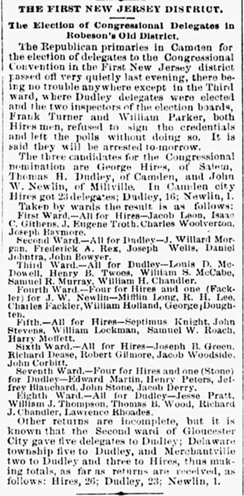 The First New Jersey District. - Philadelphia Inquirer, August 26, 1884