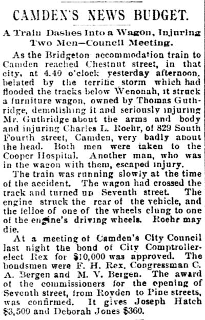 Philadelphia Inquirer, July 31, 1891 — Camden's News Budget