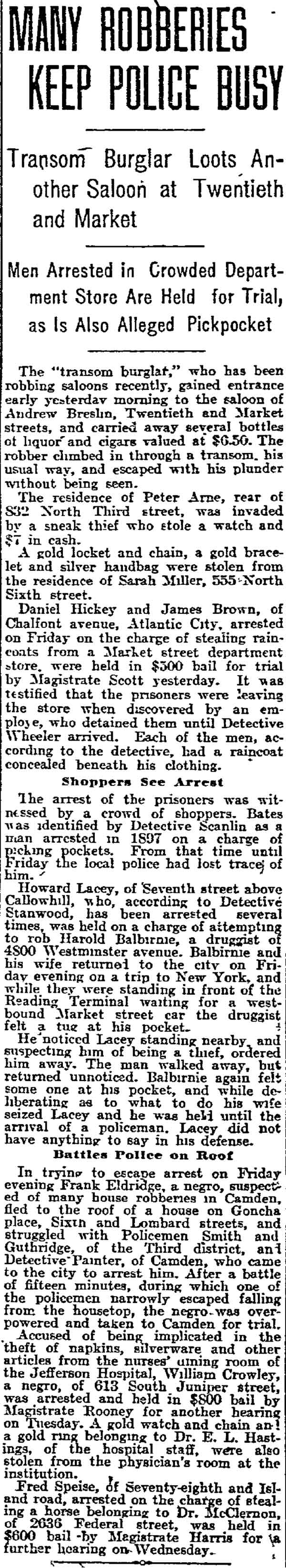 Philadelphia Inquirer, August 28, 1910