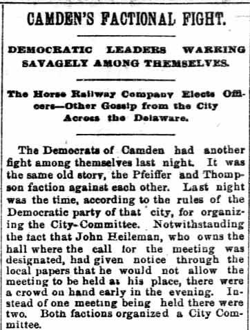 Philadelphia Inquirer, January 20, 1891 — Camden's Factional Fight, part 1