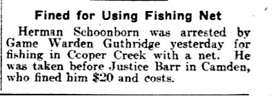 Philadelphia Inquirer May 14, 1903 — Fined for Using Fishing Net