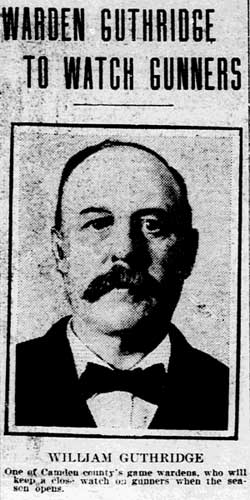 Philadelphia Inquirer August 11, 1905 — Warden Guthridge to Watch Gunners, with portrait of William Guthridge