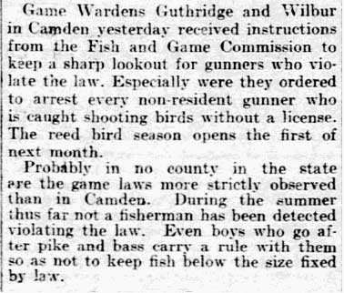Philadelphia Inquirer August 11, 1905 — Warden Guthridge to Watch Gunners, article text