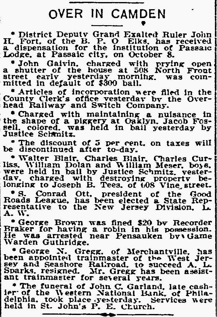 Philadelphia Inquirer September 30, 1897 — Over in Camden
