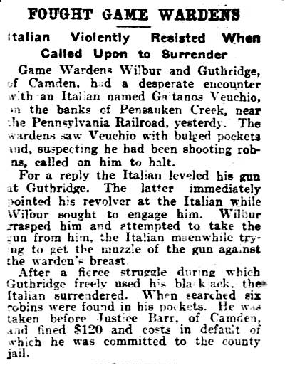 Philadelphia Inquirer October 15, 1905 — Fought Game Wardens
