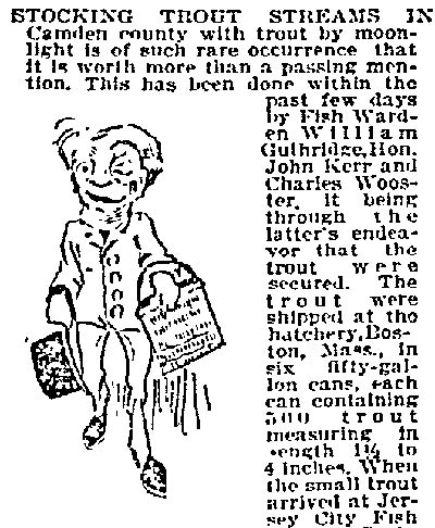 Philadelphia Inquirer November 8, 1896 — Stocking Trout Streams in Camden County, page 1