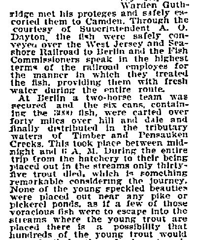 Philadelphia Inquirer November 8, 1896 — Stocking Trout Streams in Camden County, page 2