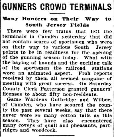 Philadelphia Inquirer November 11, 1907 — Gunners Crowd Terminals
