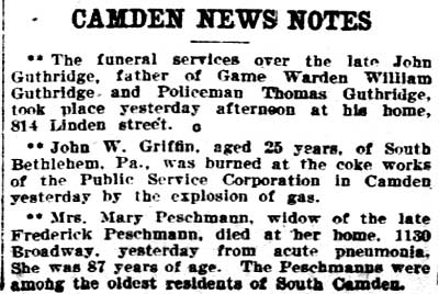 Philadelphia Inquirer, November 18, 1903 — Camden News Notes