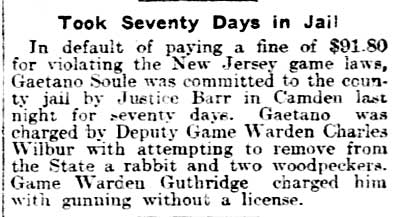 Philadelphia Inquirer November 28, 1903 — Took Seventy Days in Jail