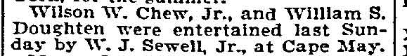 Wilson W. Chew Jr., William S. Doughten, and W. J. Sewell Jr. at Cape May, Philadelphia Inquirer, July 12, 1896