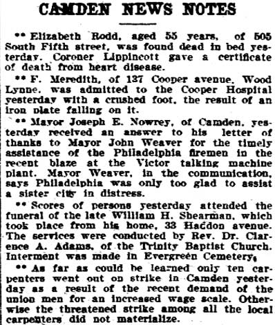 Philadelphia Inquirer, May 2 and 3, 1904 — William H. Shearman funeral coverage