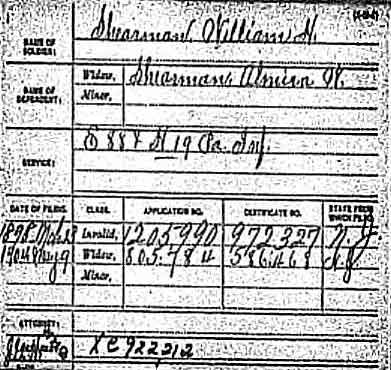 Civil War pension record for William H. Shearman and widow Almira H. Shearman