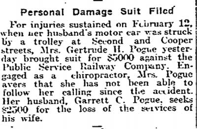 Personal Damage Suit Filed — Philadelphia Inquirer, May 28, 1918