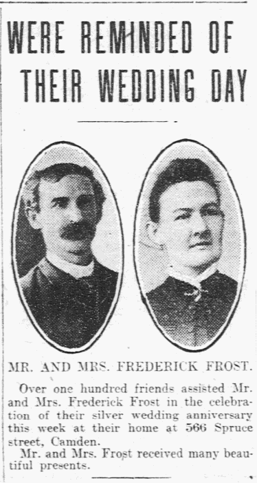 Mr. and Mrs. Frederick Frost, silver wedding anniversary portrait