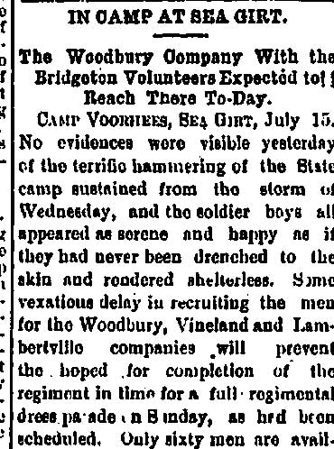 Bridgeton Evening News, July 15, 1898, In Camp at Sea Girt, page 1