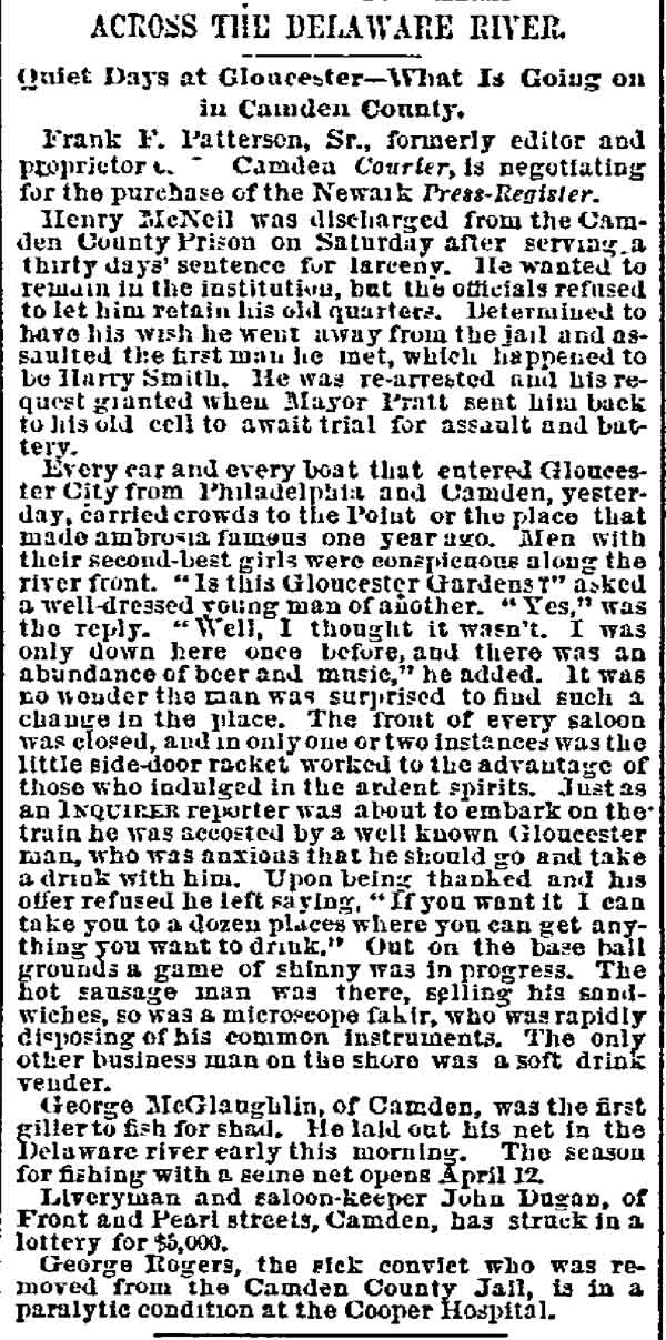 Across the Delaware River — Philadelphia Inquirer, March 25, 1889