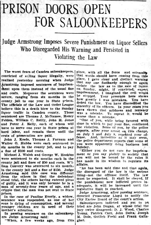 Prison Doors Open for Saloonkeepers — Philadelphia Inquirer, July 19, 1900