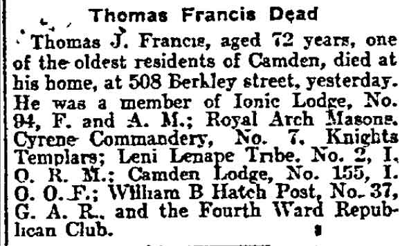 Thomas Francis Dead — Philadelphia Inquirer, May 26, 1903